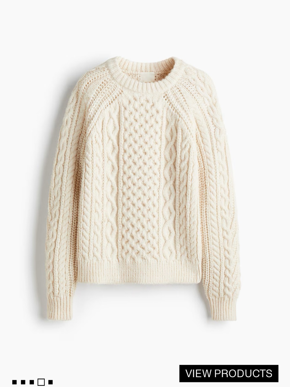 H&M Cream Cable Knit Crewneck Sweater